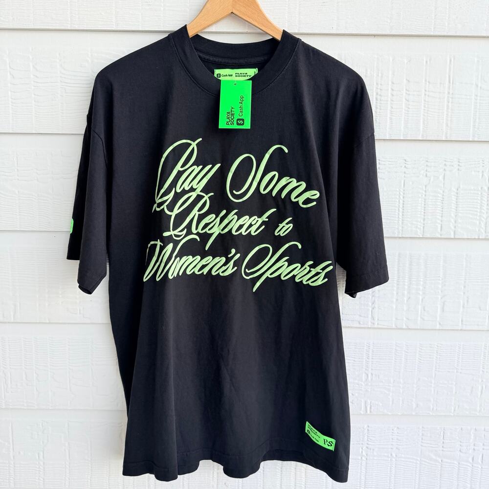 Playa Society x Cash App PSRTWS Respect Women's Sports Graphic Tee NWT Large